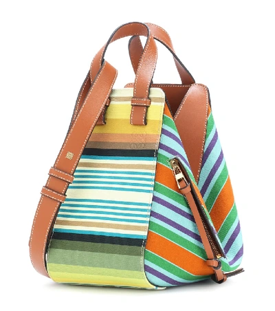 Shop Loewe Hammock Small Canvas And Leather Tote In Multicoloured