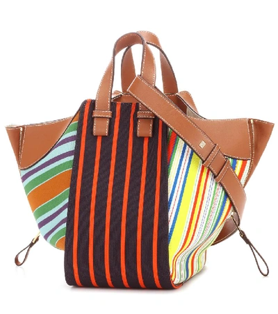 Shop Loewe Hammock Small Canvas And Leather Tote In Multicoloured