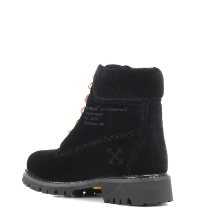 Shop Off-white X Timberland Velvet Ankle Boots In Black