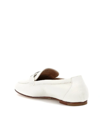 Shop Tod's Double T Leather Loafers In White