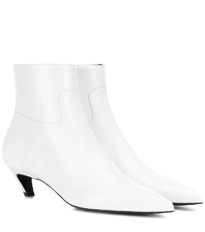 Shop Balenciaga Slash Heel Leather Ankle Boots In White