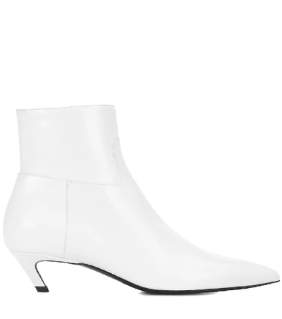 Shop Balenciaga Slash Heel Leather Ankle Boots In White