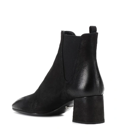 Shop Prada Leather Ankle Boots In Black