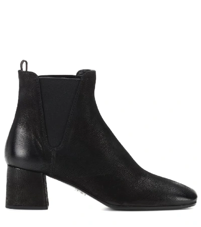 Shop Prada Leather Ankle Boots In Black