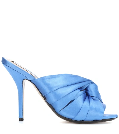 Shop N°21 Knotted Satin Mules In Blue