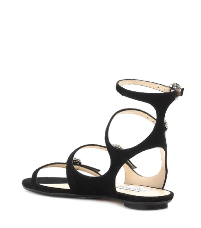 Shop Jimmy Choo Naia Embellished Suede Sandals In Black