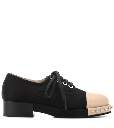 Shop N°21 Leather-trimmed Canvas Derby Shoes In Black