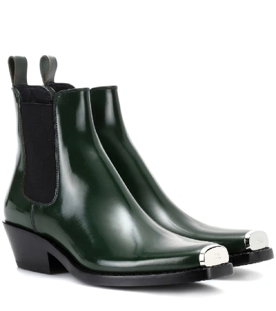 Calvin Klein 205w39nyc Green Claire 40 High Shine Leather Boots | ModeSens