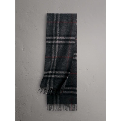 Shop Burberry The Classic Check Cashmere Scarf In Charcoal Check