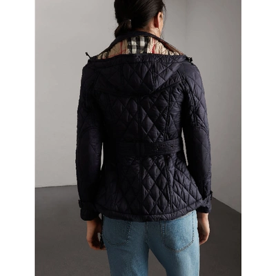 Shop Burberry Quilted Trench Jacket With Detachable Hood In Ink