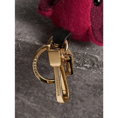 Shop Burberry Thomas Bear Charm In Check Cashmere In Fuchsia Pink