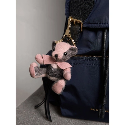 Shop Burberry Thomas Bear Charm In Check Cashmere In Ash Rose