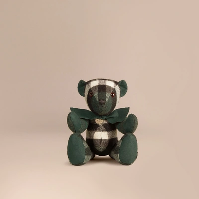 Shop Burberry Thomas Bear In Check Cashmere In Dark Forest Green