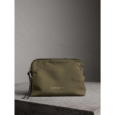 Shop Burberry Large Zip-top Technical Nylon Pouch In Canvas Green