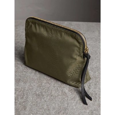 Shop Burberry Large Zip-top Technical Nylon Pouch In Canvas Green