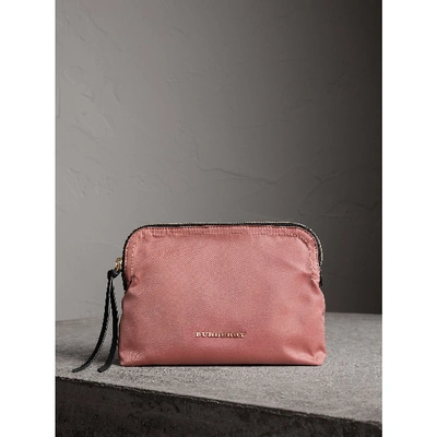 Shop Burberry Large Zip-top Technical Nylon Pouch In Mauve Pink