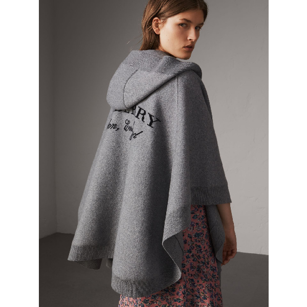 burberry wool cashmere blend hooded poncho