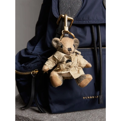 Shop Burberry Thomas Bear Charm In Trench Coat In Camel