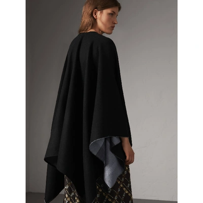 Burberry Reversible Check Merino Wool Poncho In Charcoal