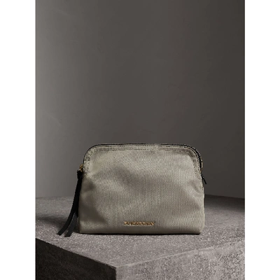 Shop Burberry Large Zip-top Technical Nylon Pouch In Thistle Grey
