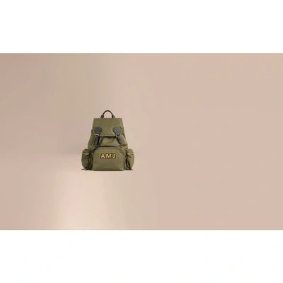 Shop Burberry The Large Rucksack In Technical Nylon And Leather In Canvas Green