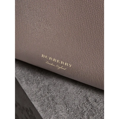 Shop Burberry The Medium Banner In Leather And House Check In Thistle Grey