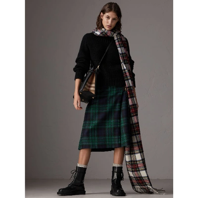 Shop Burberry The Medium Banner In Leather And House Check In Black