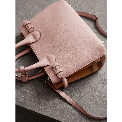 Shop Burberry The Small Banner In Leather And House Check In Pale Orchid