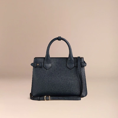 Shop Burberry The Small Banner In Leather And House Check In Ink Blue