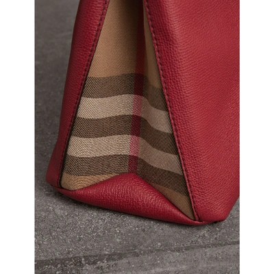 Shop Burberry The Medium Banner In Leather And House Check In Russet Red