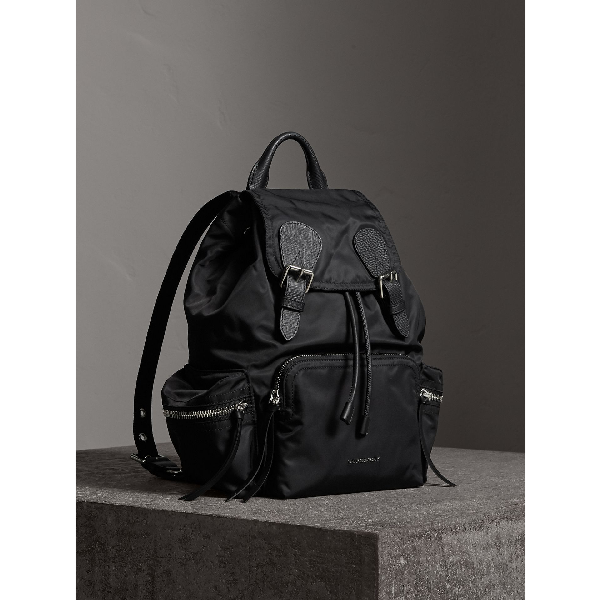 burberry the medium rucksack in technical nylon and leather
