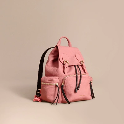 Shop Burberry The Medium Rucksack In Deerskin With Resin Chain In Blossom Pink