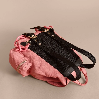 Shop Burberry The Medium Rucksack In Deerskin With Resin Chain In Blossom Pink