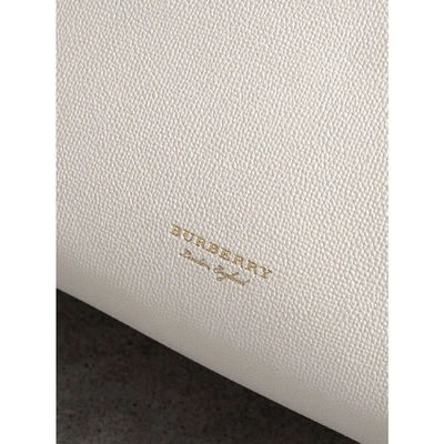 Shop Burberry The Medium Banner In Leather And House Check In Natural/black