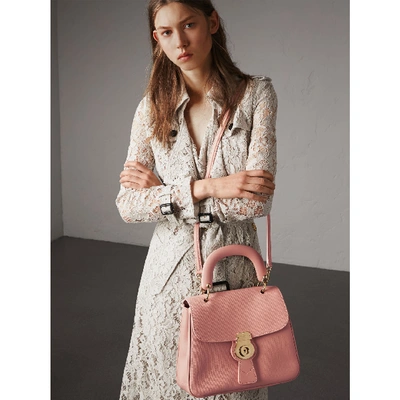 Shop Burberry The Medium Dk88 Top Handle Bag In Ash Rose