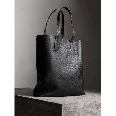 Shop Burberry Embossed Leather Tote In Black