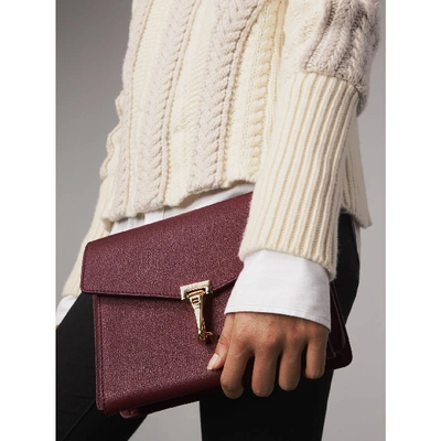 Shop Burberry Small Leather Crossbody Bag In Mahogany Red