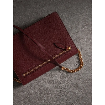 Shop Burberry Small Leather Crossbody Bag In Mahogany Red