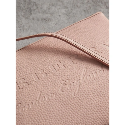 Shop Burberry Embossed Leather Clutch Bag In Pale Ash Rose