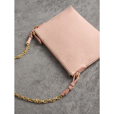 Shop Burberry Embossed Leather Clutch Bag In Pale Ash Rose