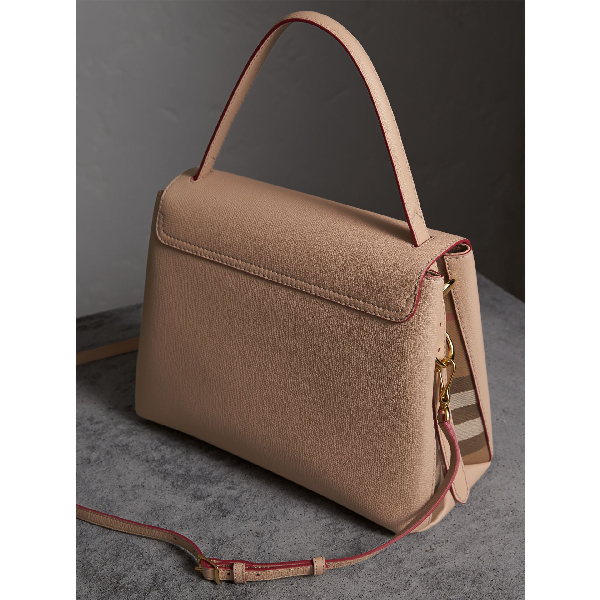 medium grainy leather and house check tote bag