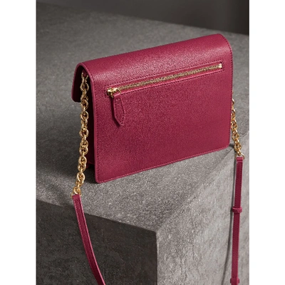 Shop Burberry Small Grainy Leather Crossbody Bag In Berry Pink