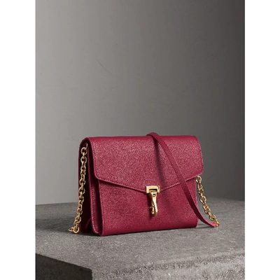 Shop Burberry Small Grainy Leather Crossbody Bag In Berry Pink