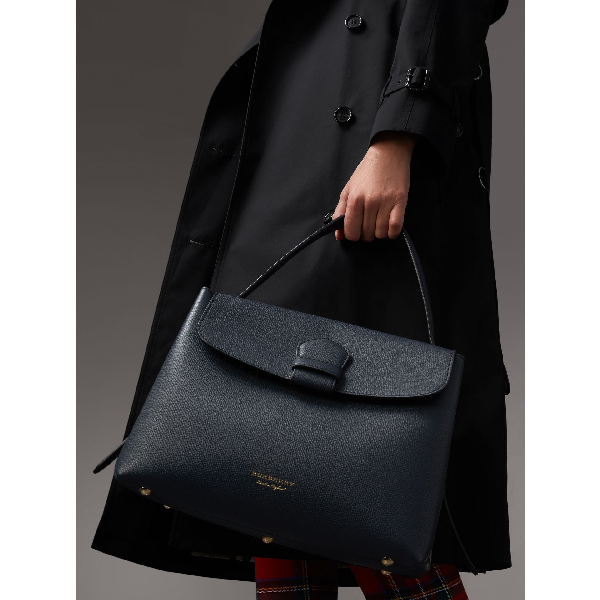 medium grainy leather and house check tote bag