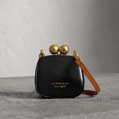 Shop Burberry Mini Two-tone Leather Frame Bag In Black