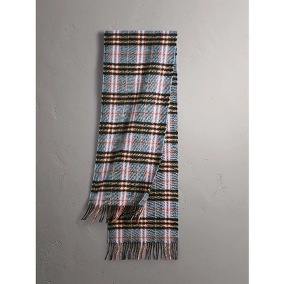 Shop Burberry Check Cashmere Scarf In Pale Carbon Blue