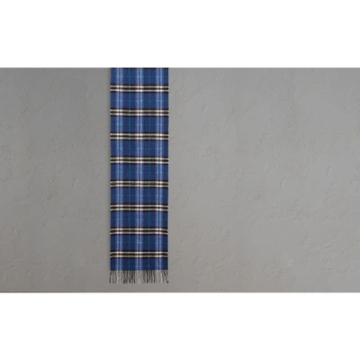 Shop Burberry Check Cashmere Scarf In Bright Navy