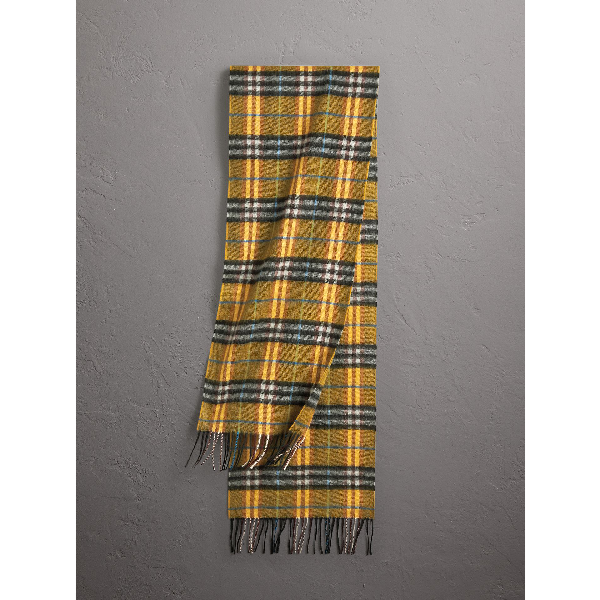 Burberry Check Cashmere Scarf In Amber Yellow | ModeSens