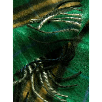 Shop Burberry Check Cashmere Scarf In Forest Green