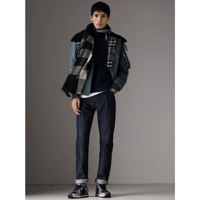 Shop Burberry Lightweight Check Cashmere Scarf In Black